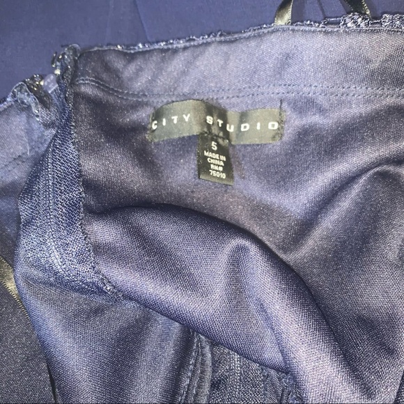 City Studio Junior 5 -homecoming Formal Prom dress Navy Blue/silver accent bling - Picture 8 of 10